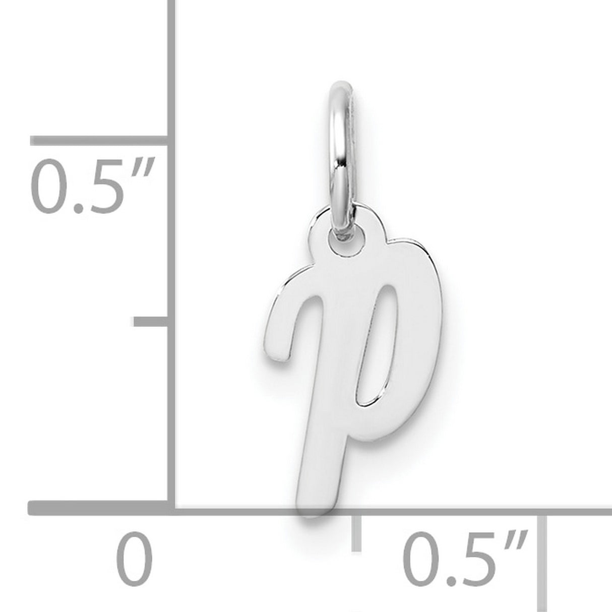 14k White Gold Letter P Pendant, Script Initial Charm for Necklace or Bracelet