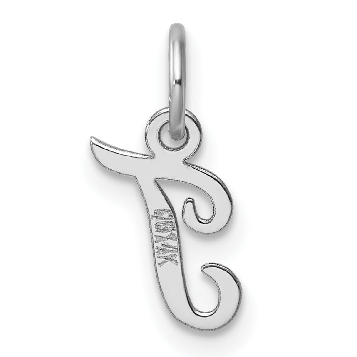 14k White Gold Script J Pendant, Cursive Letter Charm for Women