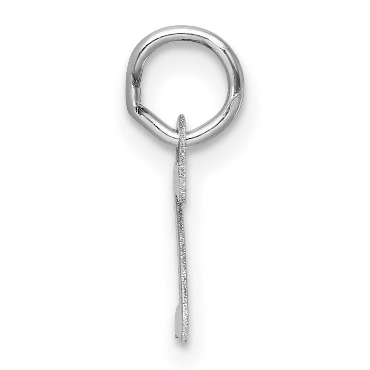 Small Script Letter Z Initial Charm Pendant in Real 14k White Gold