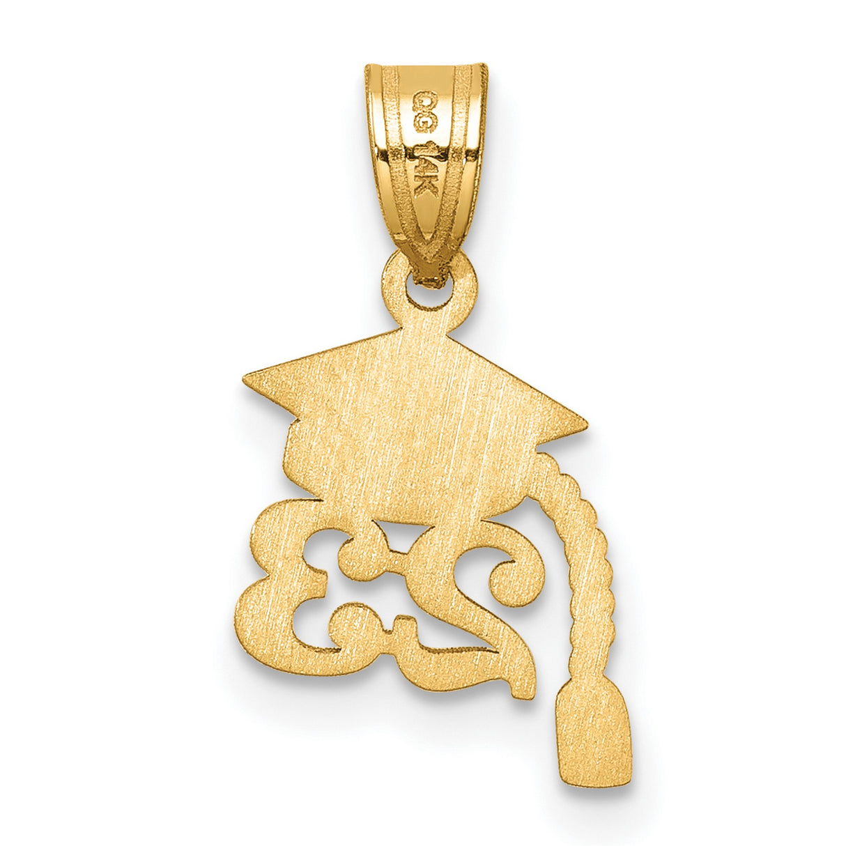 14k Yellow Gold Graduation Pendant with Cap and Dangling Tassel, Class of 2023 Charm