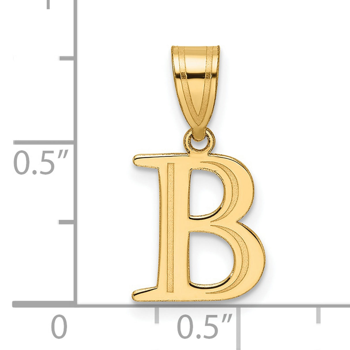 14k Yellow Gold Initial B Pendant, Polished Block Letter Charm, Unisex Monogram Jewelry