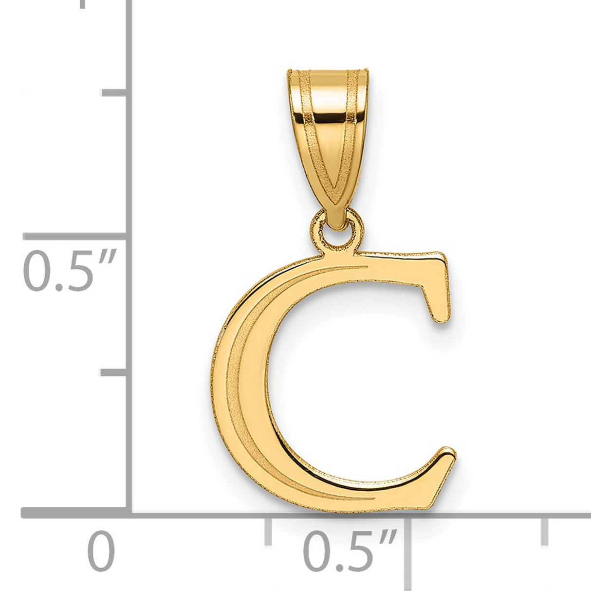 14k Yellow Gold Letter C Pendant, Polished Script Initial Charm for Women