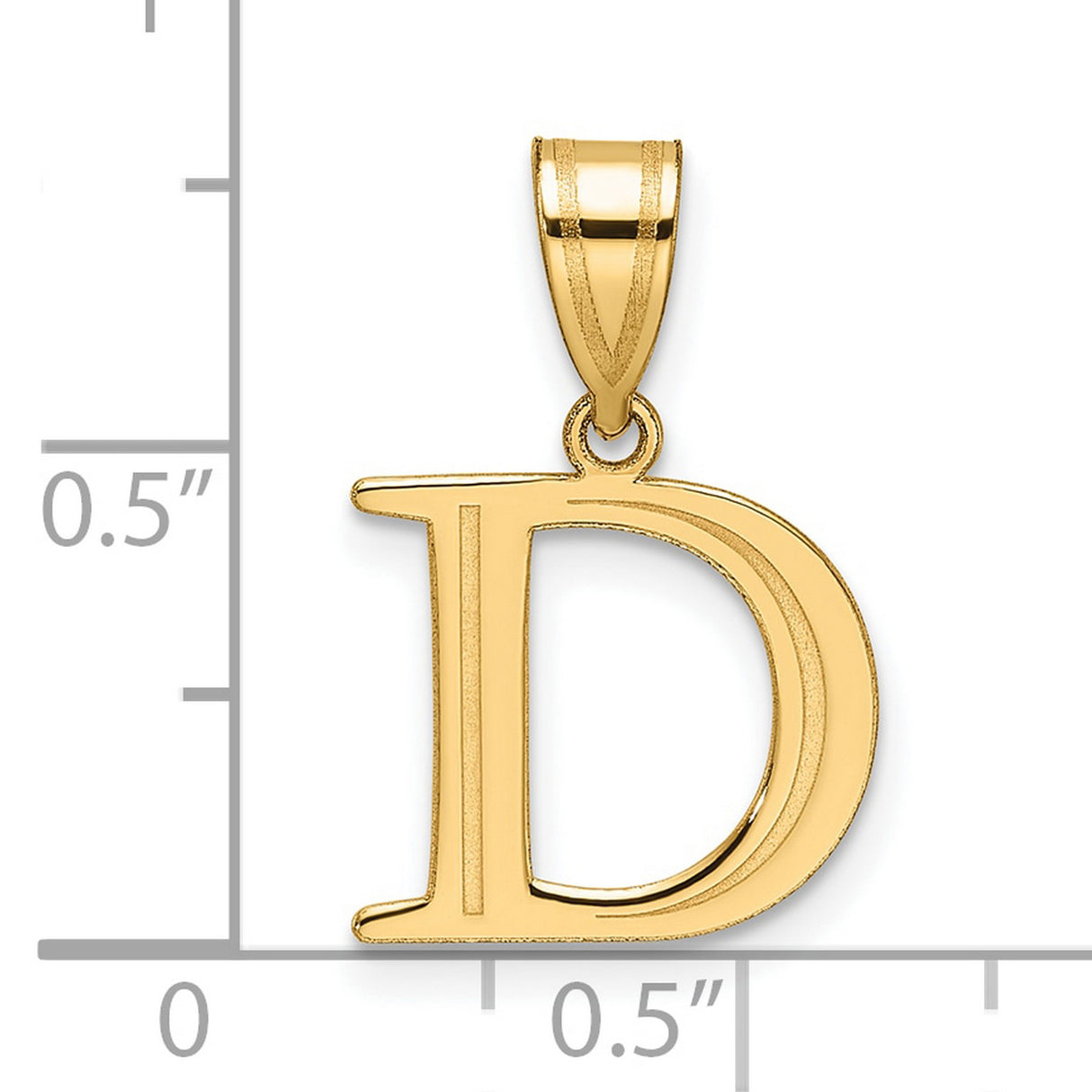14k Yellow Gold Initial D Pendant, Block Letter Alphabet Charm, Polished Minimalist Jewelry