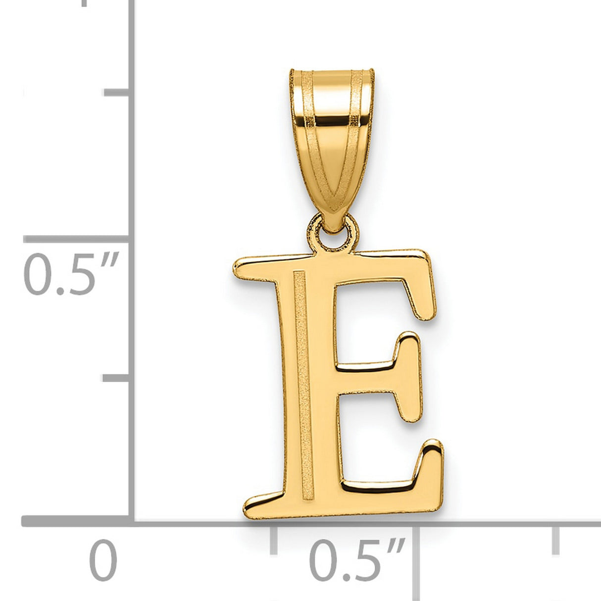 14k Yellow Gold Initial Pendant Charm, Letter E, Bold Serif Font, Unisex Monogram Jewelry