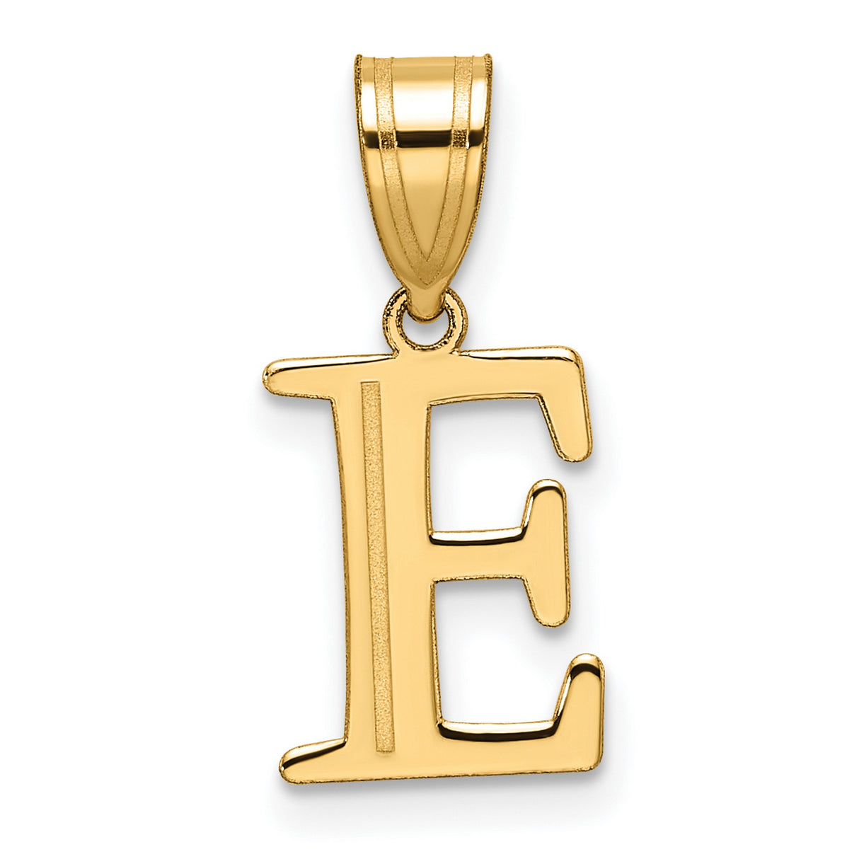 14k Yellow Gold Initial Pendant Charm, Letter E, Bold Serif Font, Unisex Monogram Jewelry