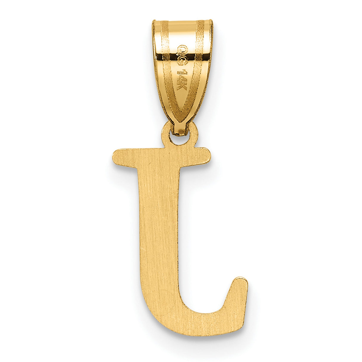 14k Yellow Gold Letter J Pendant Charm, Polished Initial Monogram Jewelry for Women or Unisex Use