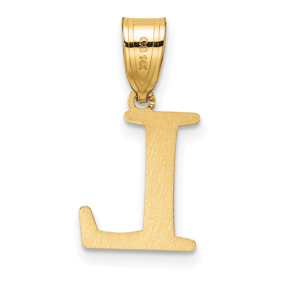 14k Yellow Gold Initial L Pendant, Polished Block Letter Charm for Women or Unisex Wear
