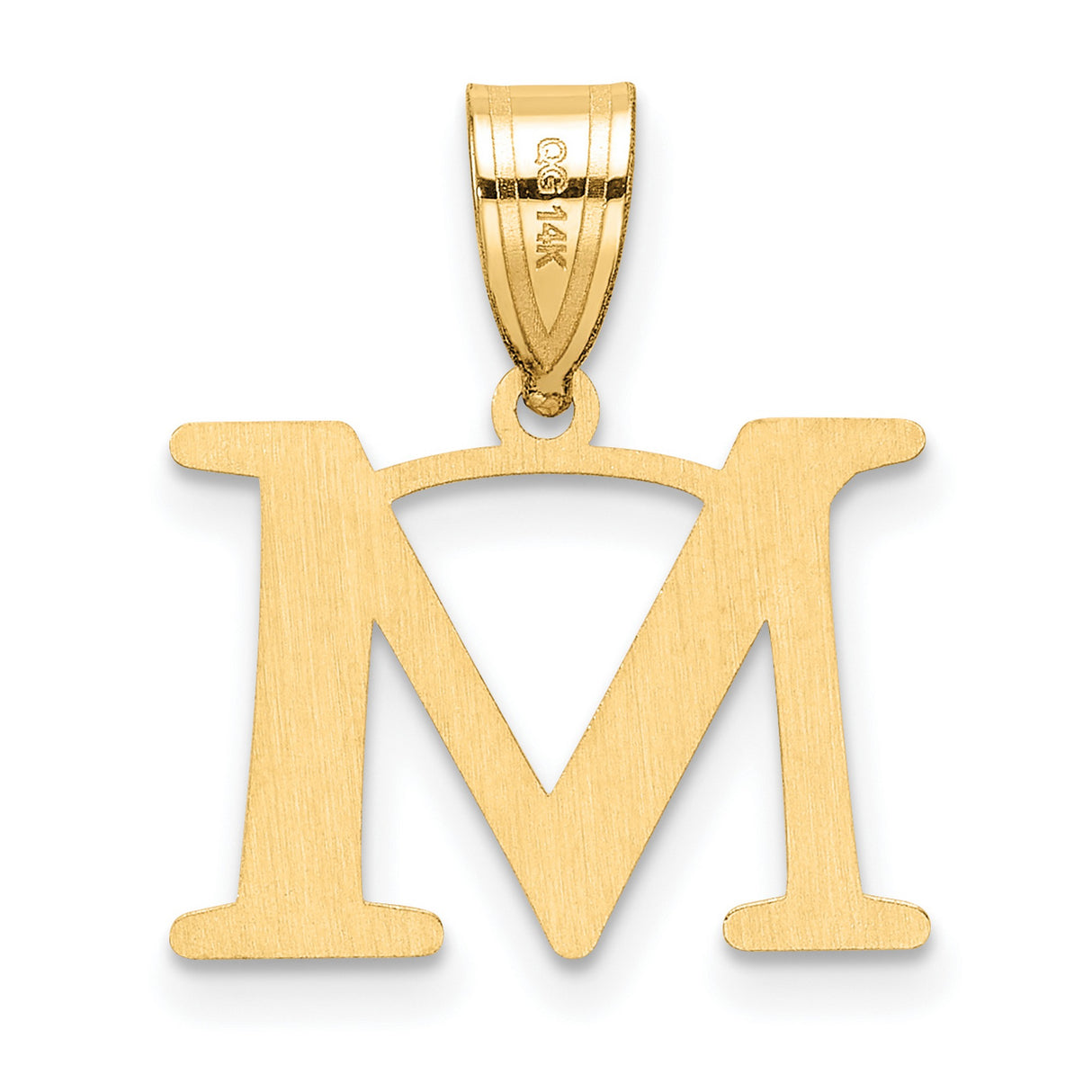 14k Yellow Gold Initial M Pendant, Polished Block Letter Charm, Unisex Alphabet Jewelry