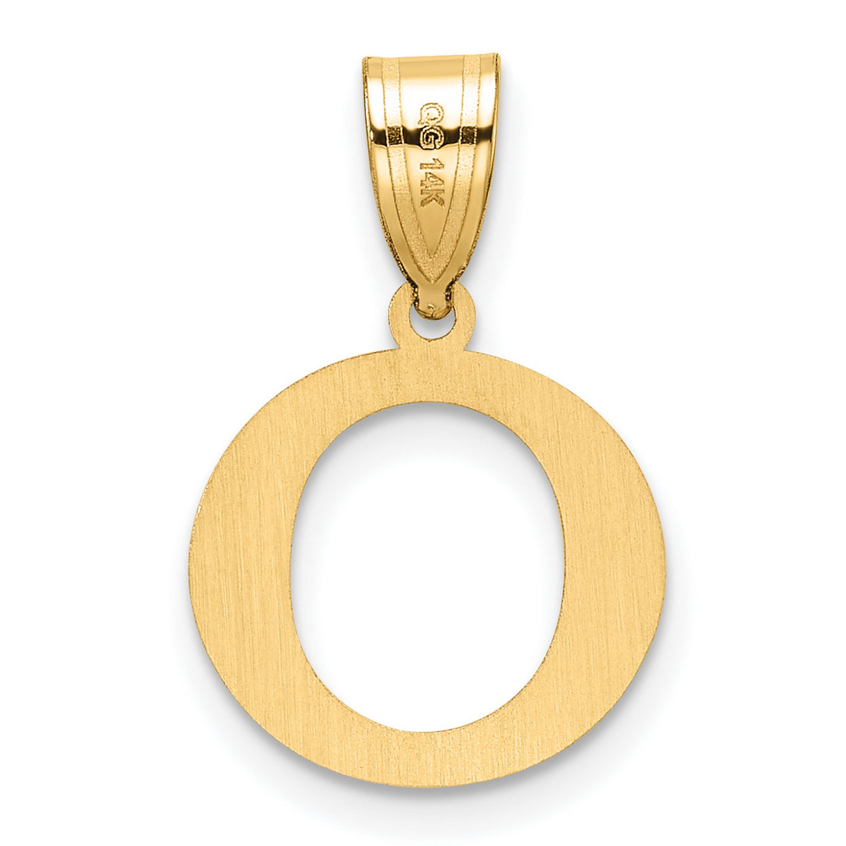 14k Yellow Gold Letter O Pendant Charm, Polished Open Design Alphabet Jewelry for Women