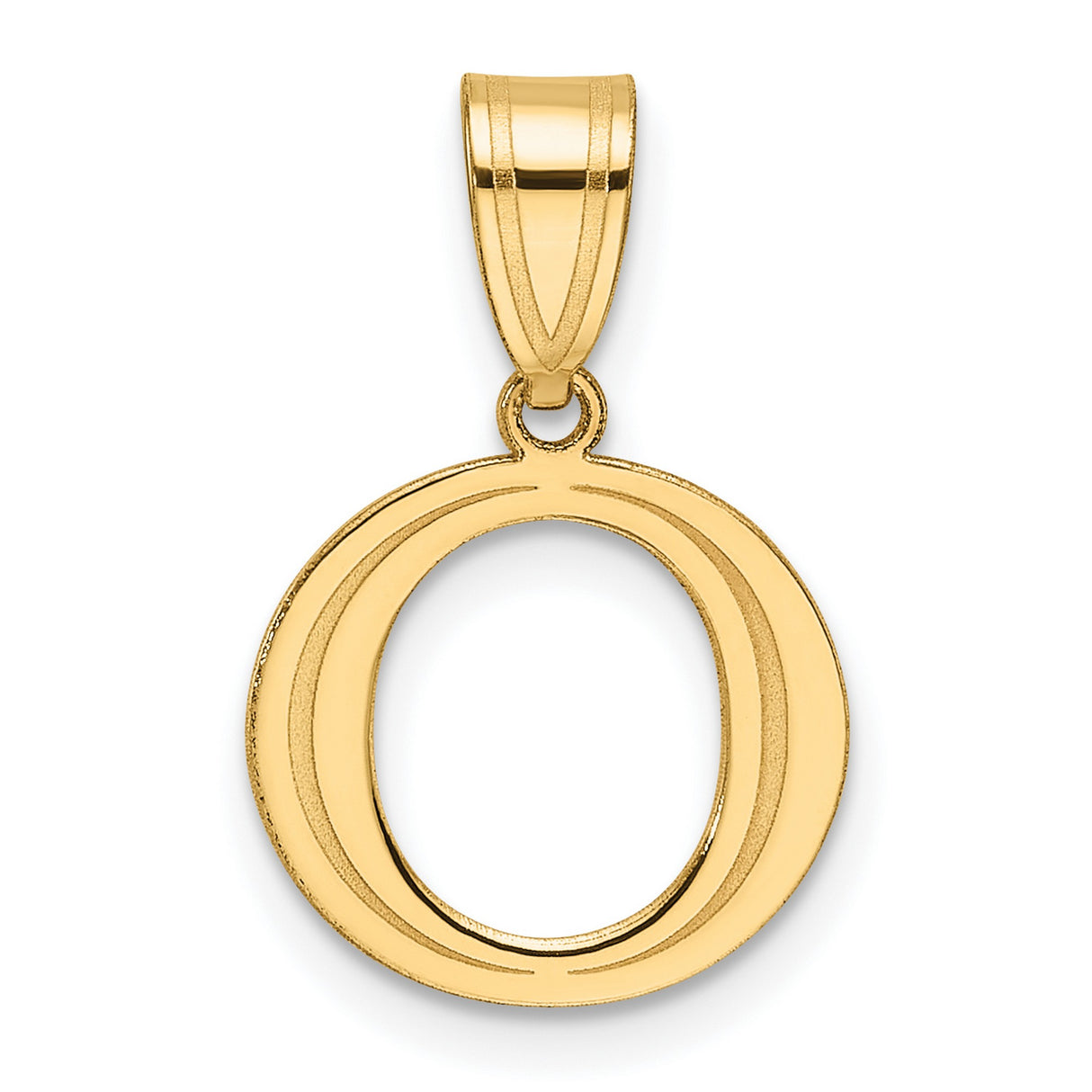 14k Yellow Gold Letter O Pendant Charm, Polished Open Design Alphabet Jewelry for Women