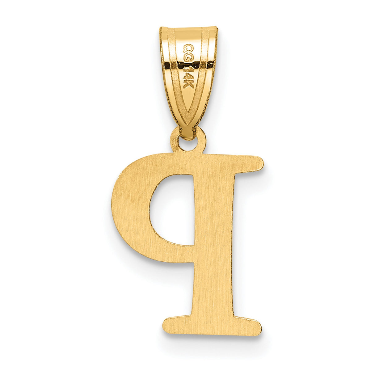 14k Yellow Gold Initial Pendant, Polished Letter P Charm, Dainty Monogram Jewelry for Women