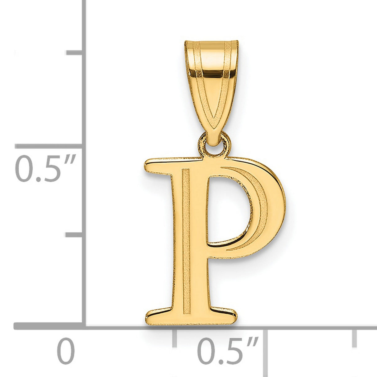 14k Yellow Gold Initial Pendant, Polished Letter P Charm, Dainty Monogram Jewelry for Women