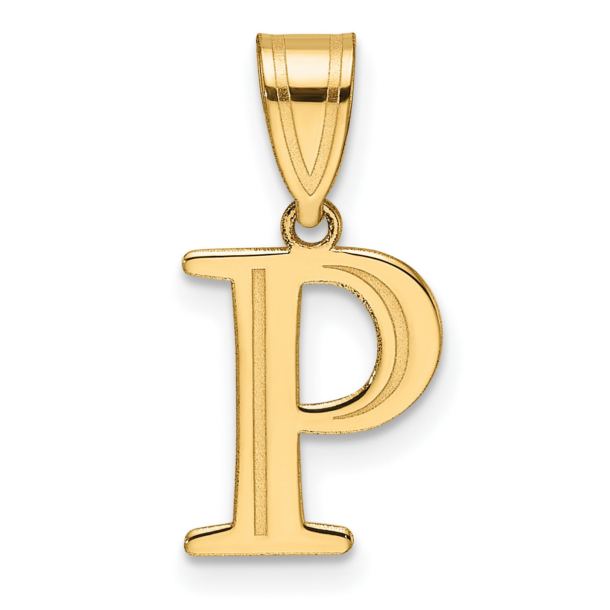 14k Yellow Gold Initial Pendant, Polished Letter P Charm, Dainty Monogram Jewelry for Women