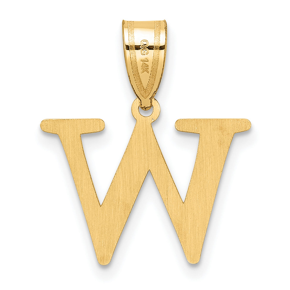 14k Yellow Gold Letter W Pendant Charm, Bold Uppercase Block Initial for Women or Unisex Wear
