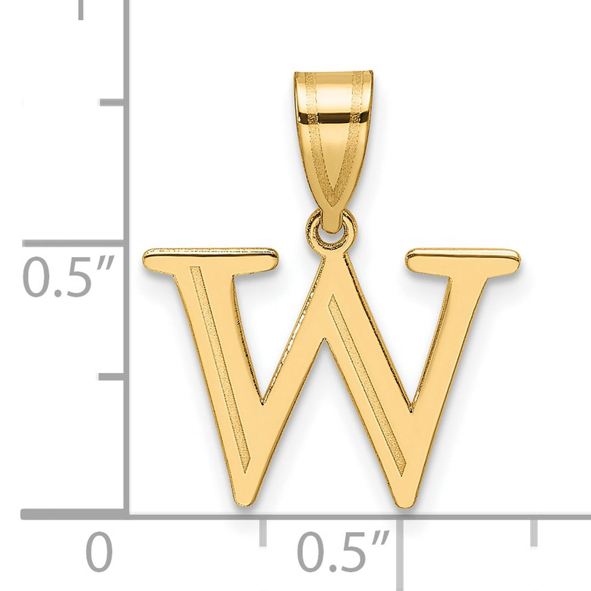 14k Yellow Gold Letter W Pendant Charm, Bold Uppercase Block Initial for Women or Unisex Wear