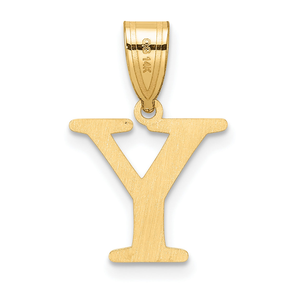 Polished Etched Letter Y Initial Charm Pendant in Real 14k Yellow Gold