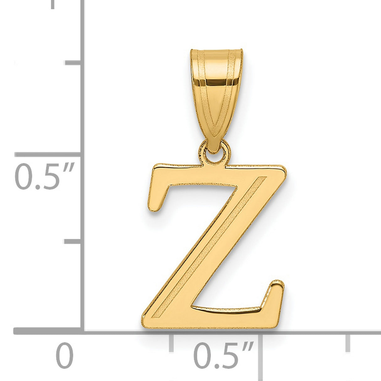 Polished Etched Letter Z Initial Charm Pendant in Real 14k Yellow Gold