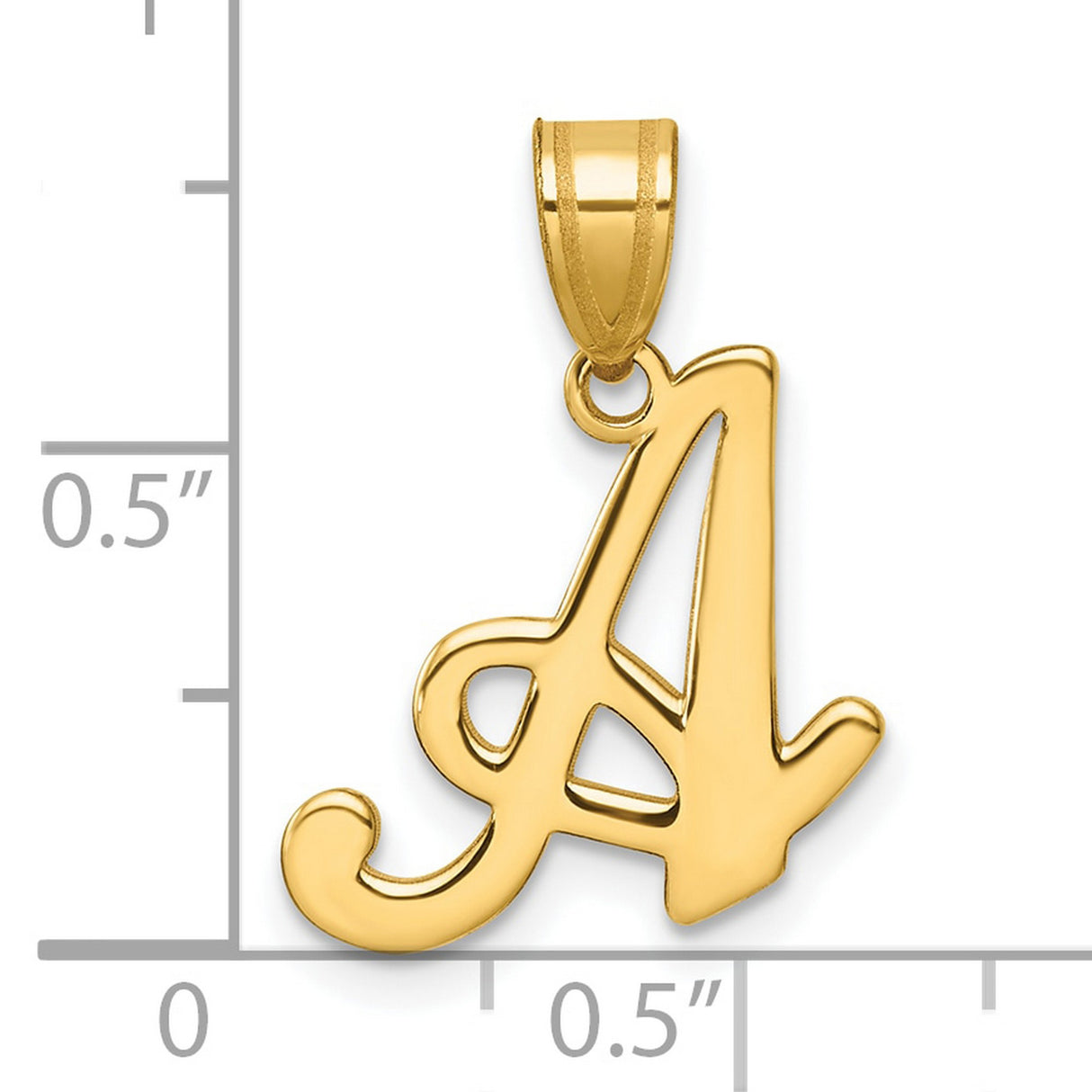 14k Yellow Gold Initial A Pendant, Script Letter Charm for Women or Unisex Wear