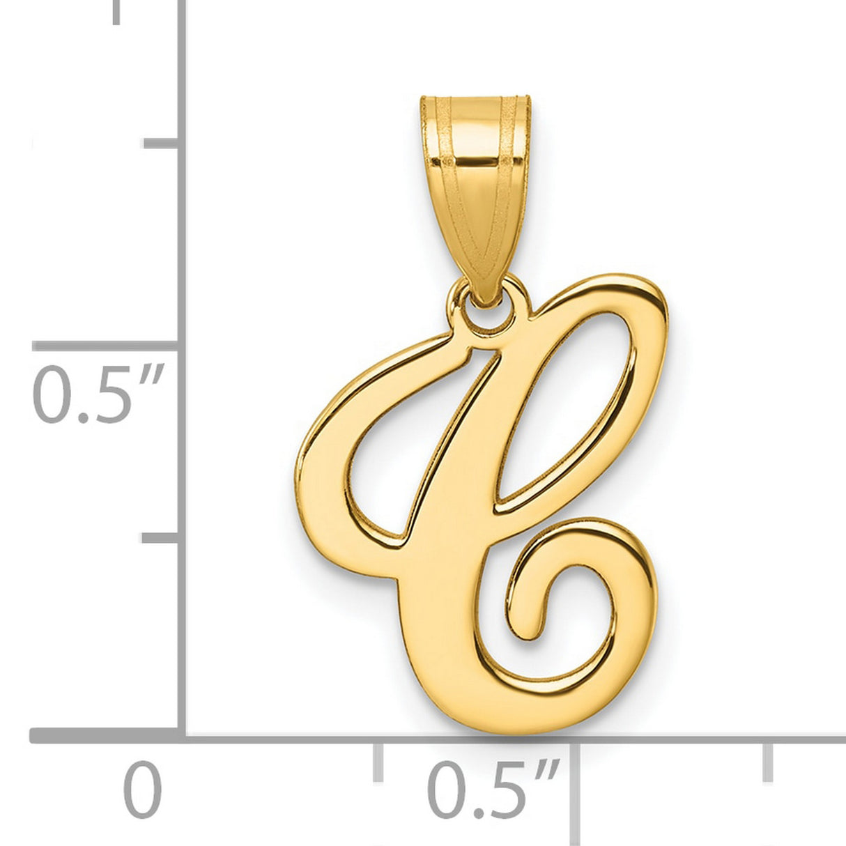 14k Yellow Gold Letter C Pendant, Script Initial Charm Jewelry for Women