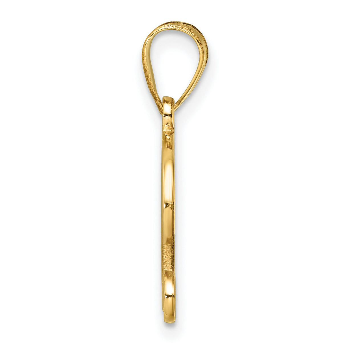 14k Yellow Gold Script Pendant with Letter D, Polished Cursive Initial Charm for Women