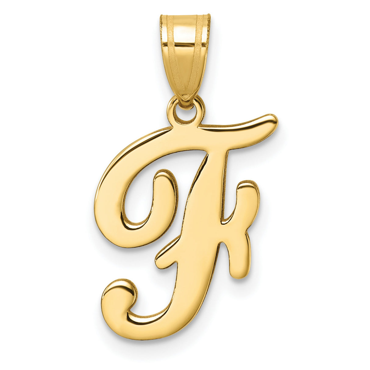14k Yellow Gold Initial Pendant, Script Letter J Monogram Charm for Women