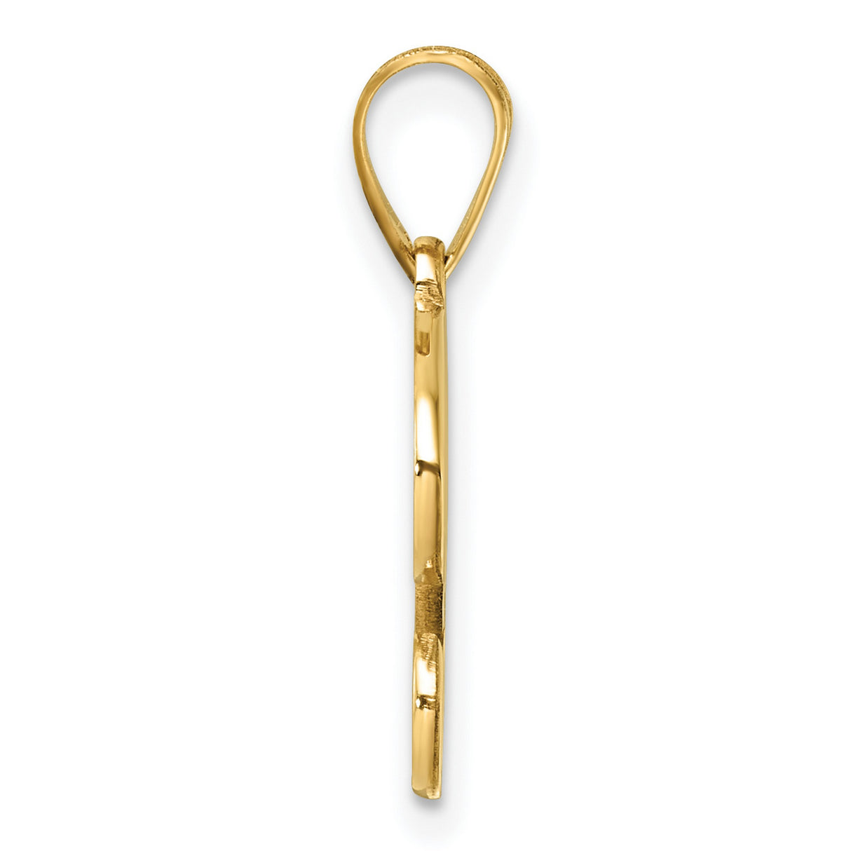 14k Yellow Gold Letter G Pendant, Script Initial Charm in Cursive Style