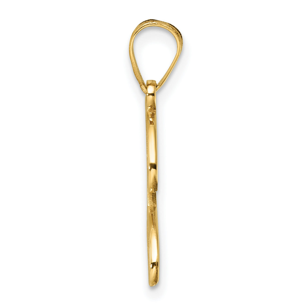 14k Yellow Gold Initial J Pendant, Script Letter Charm with Cursive Design for Women