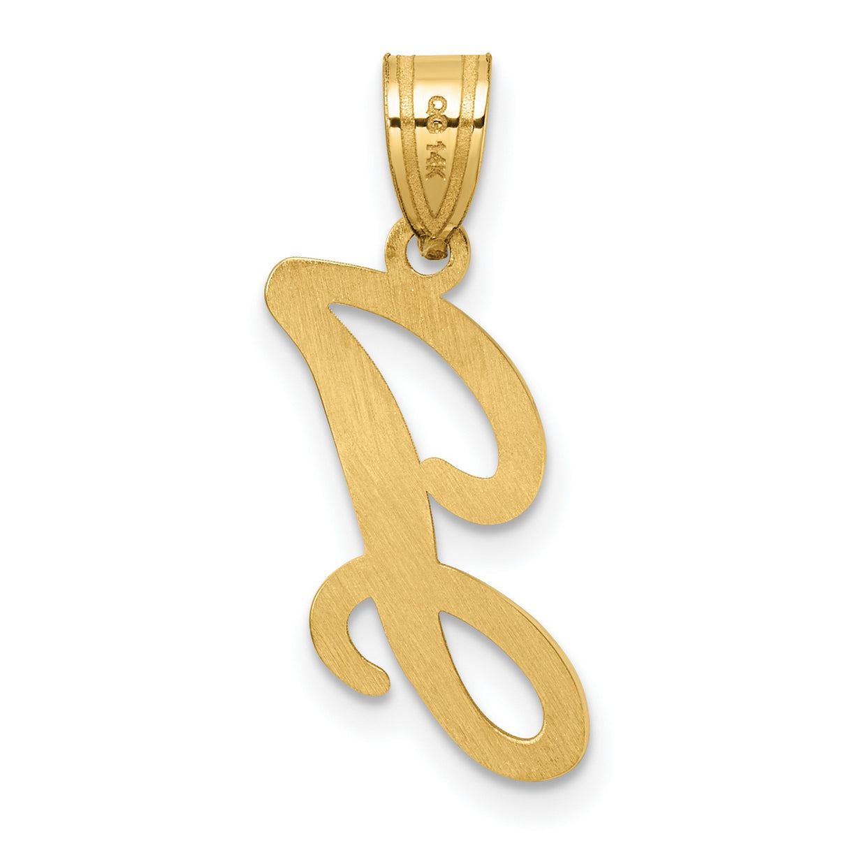 14k Yellow Gold Initial J Pendant, Script Letter Charm with Cursive Design for Women