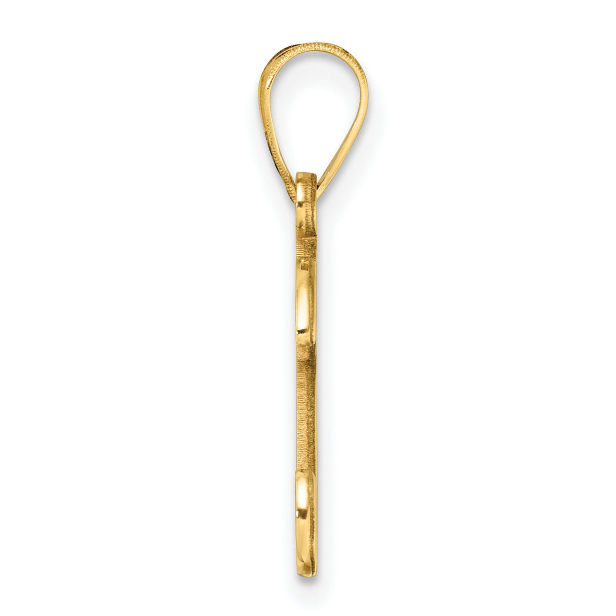 14k Yellow Gold Script Letter K Pendant, Cursive Initial Charm, Polished Finish for Women