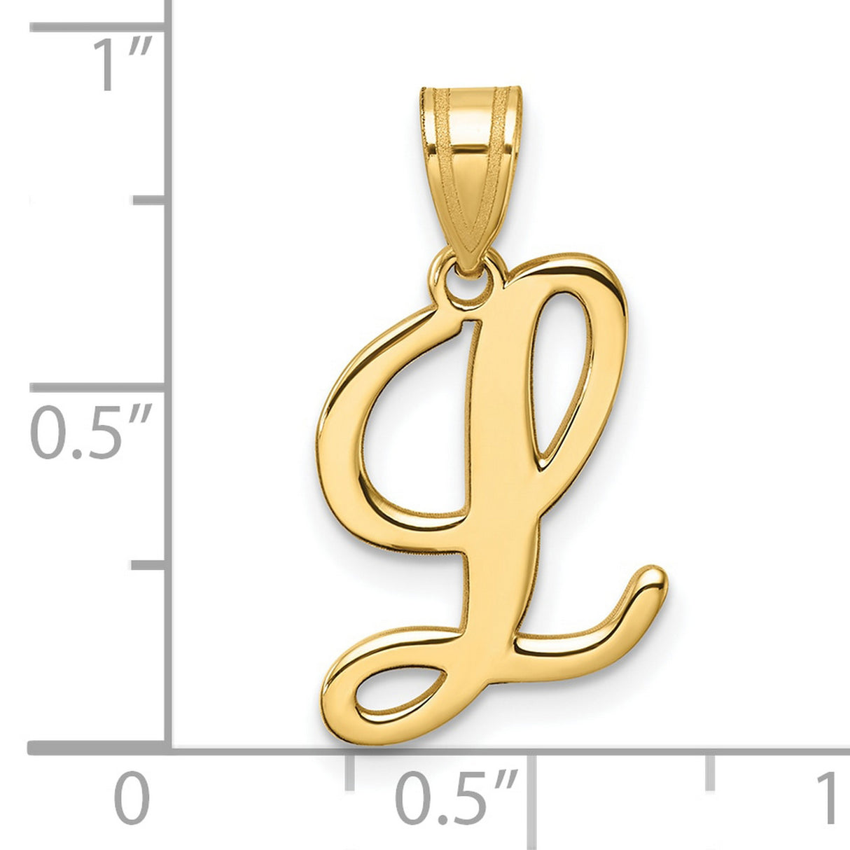 14k Yellow Gold Script Letter L Pendant, Cursive Alphabet Charm for Women