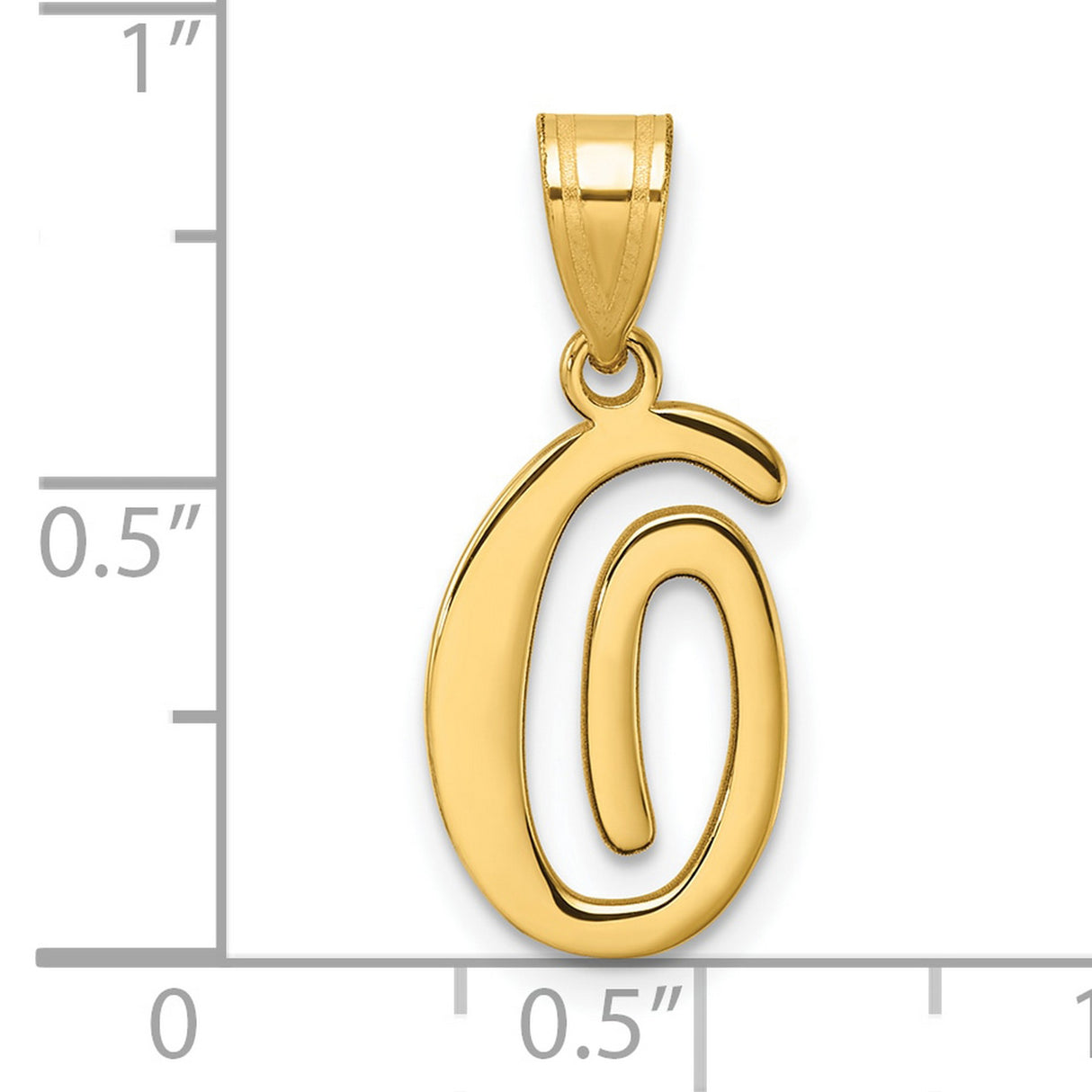 14k Yellow Gold Script Letter G Pendant, Polished Cursive Initial Charm for Women