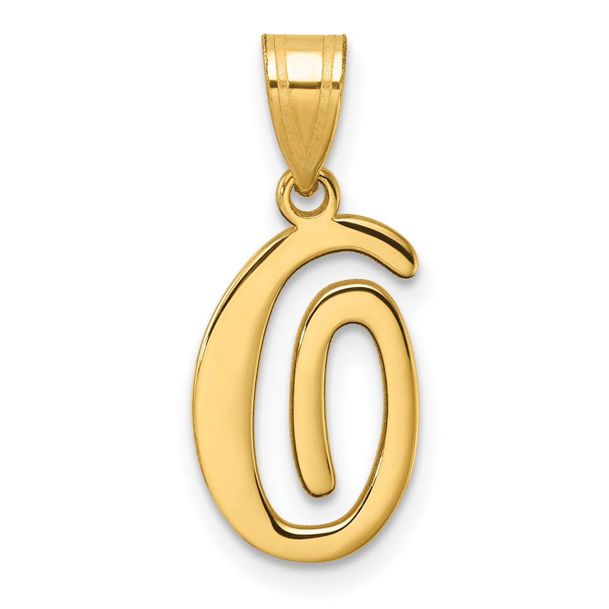 14k Yellow Gold Script Letter G Pendant, Polished Cursive Initial Charm for Women