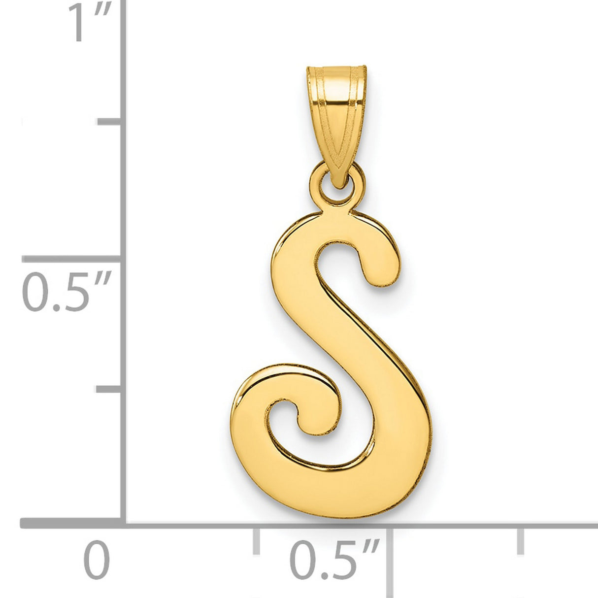 14k Yellow Gold Script Letter S Pendant Charm, Polished Alphabet Jewelry, Custom Initial Charm