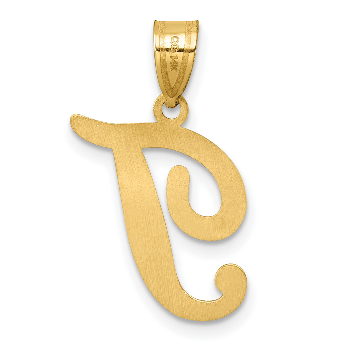 14k Yellow Gold Initial J Pendant, Polished Script Letter Charm for Women