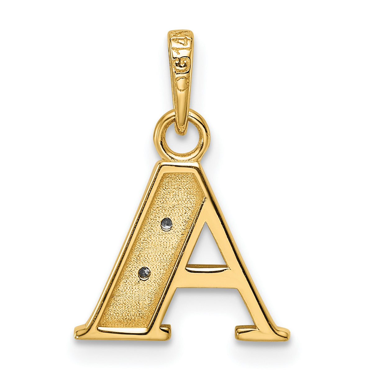 14k Multi-Tone Gold Letter A Pendant with Textured Design and Diamond-Cut Accents