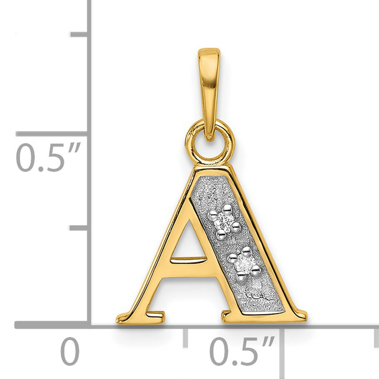 14k Multi-Tone Gold Letter A Pendant with Textured Design and Diamond-Cut Accents