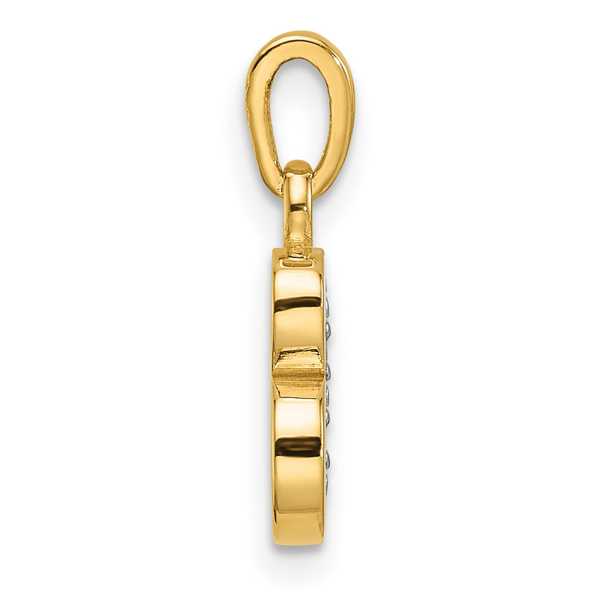 14k Multi-Tone Gold Letter B Pendant with Diamond-Cut Texture and White Detail