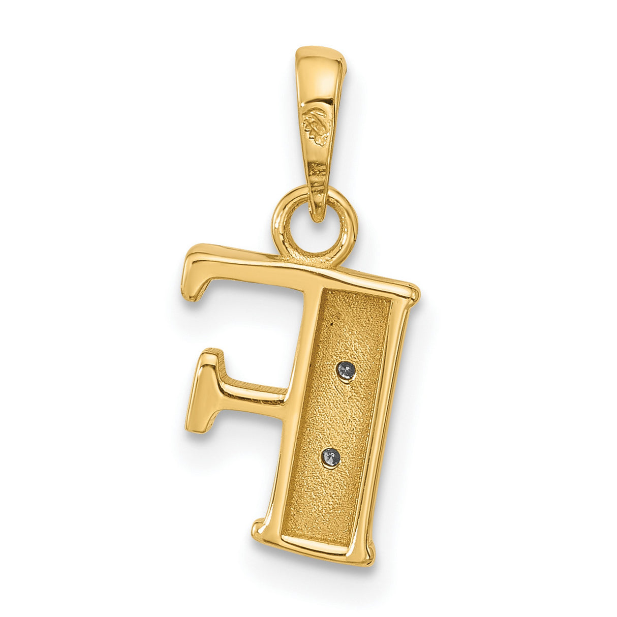 14k Two-Tone Gold Letter F Pendant with Diamond, Textured Alphabet Charm for Women