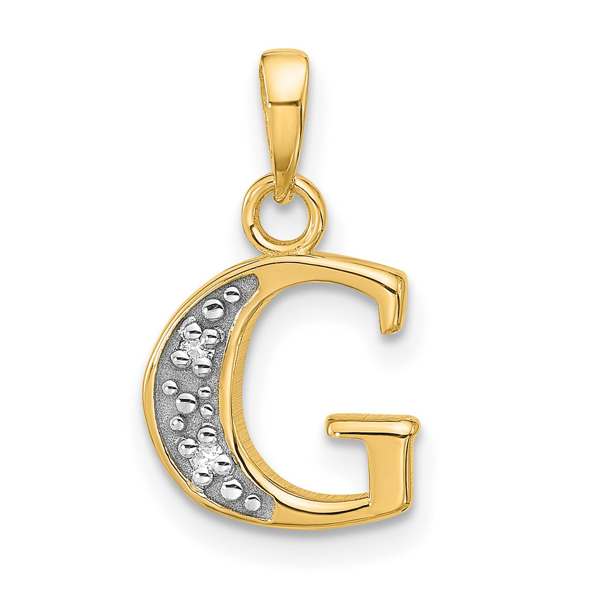 Diamond Letter G Initial Charm Pendant in Real 14k Multi-Tone Gold