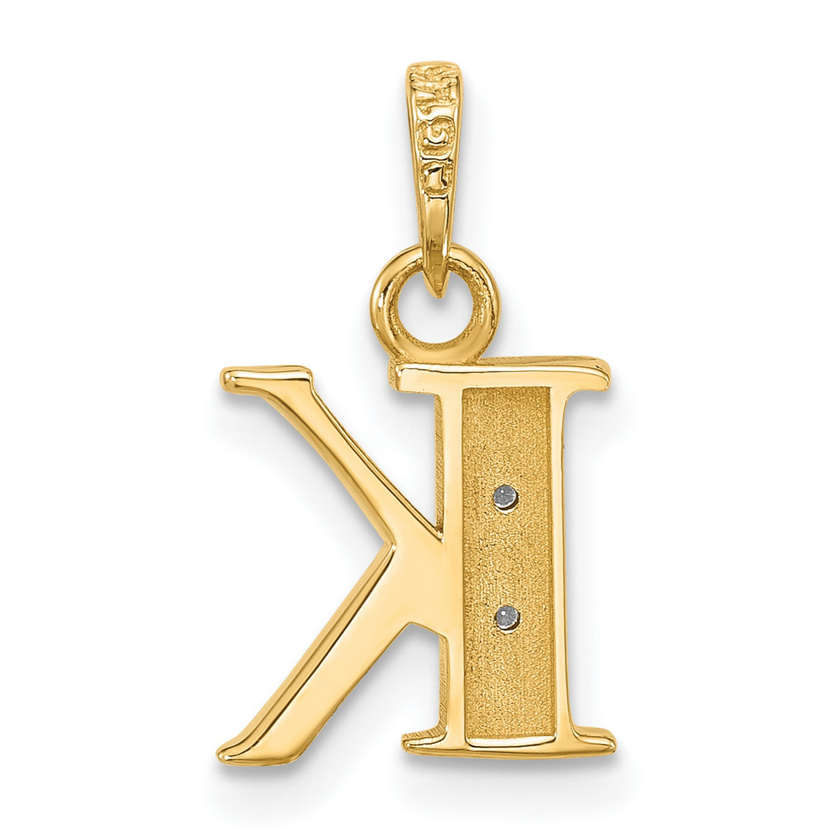 14k Multi-Tone Gold Pendant with Diamond Accent, Letter K Monogram Charm for Women