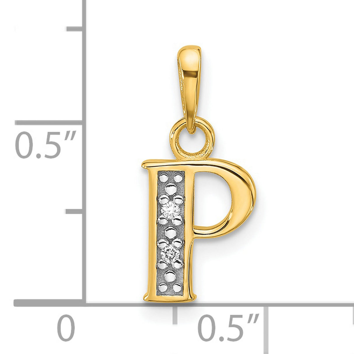 14k Multi-Tone Gold Letter P Pendant with Diamond Accents, Two-Tone Initial Charm for Women