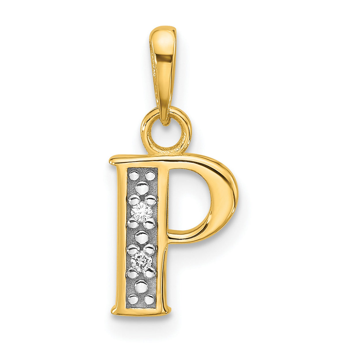 14k Multi-Tone Gold Letter P Pendant with Diamond Accents, Two-Tone Initial Charm for Women