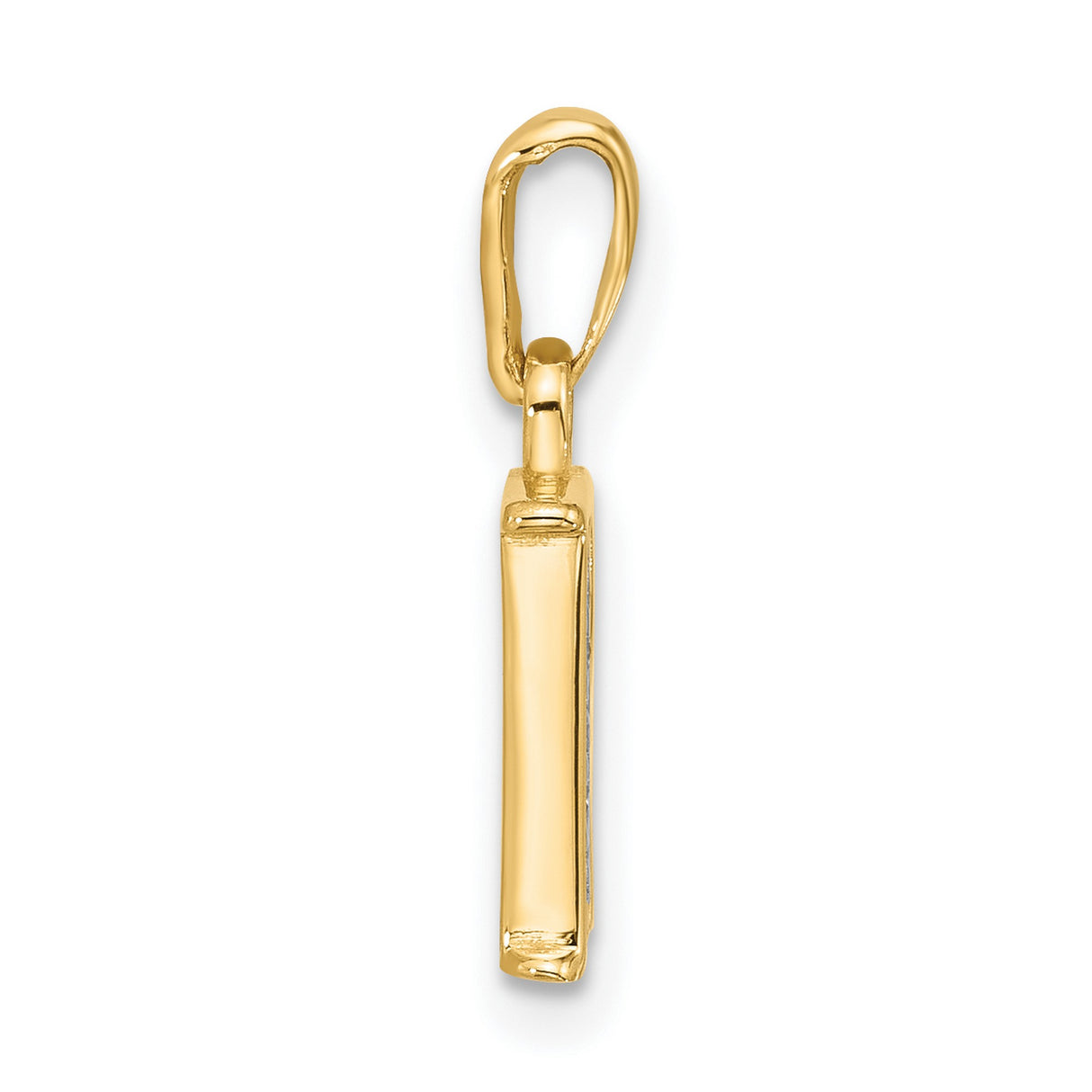 14k Multi-Tone Gold Letter R Pendant with Diamond Accents, Rhodium Detail, Polished Finish