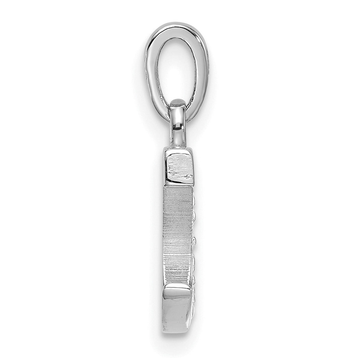 14k White Gold Initial C Pendant with Diamond Accent, Script Letter Charm