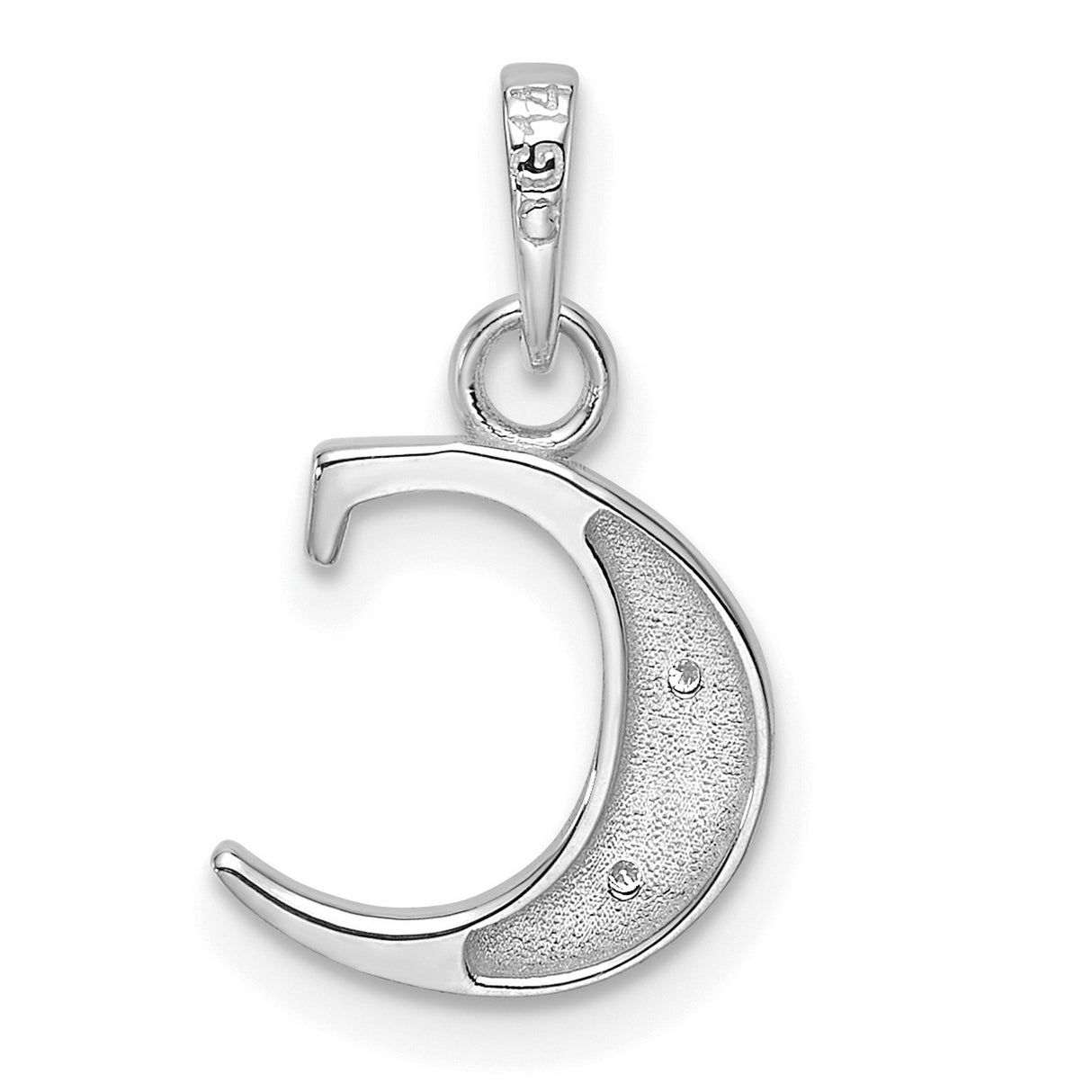 14k White Gold Initial C Pendant with Diamond Accent, Script Letter Charm