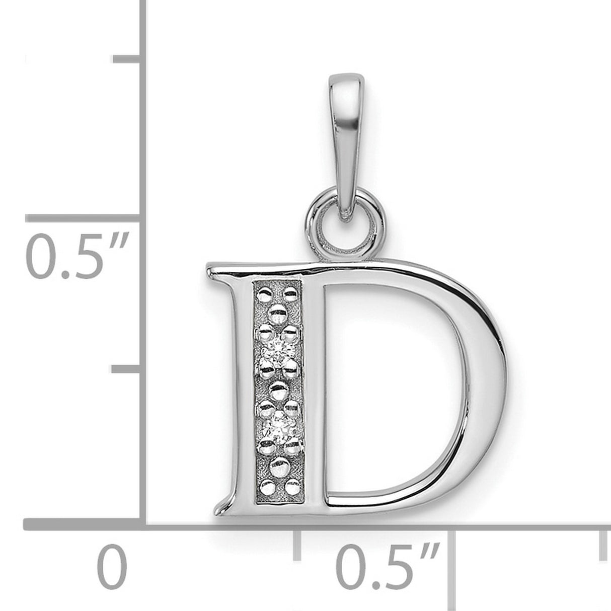14k White Gold Diamond Accent Letter D Pendant Charm, Custom Initial Jewelry for Women