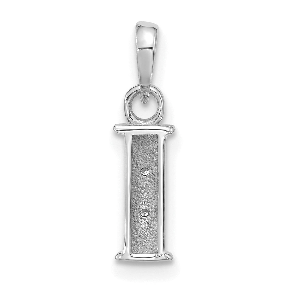 14k White Gold Diamond Letter I Pendant, Block Initial Charm for Women