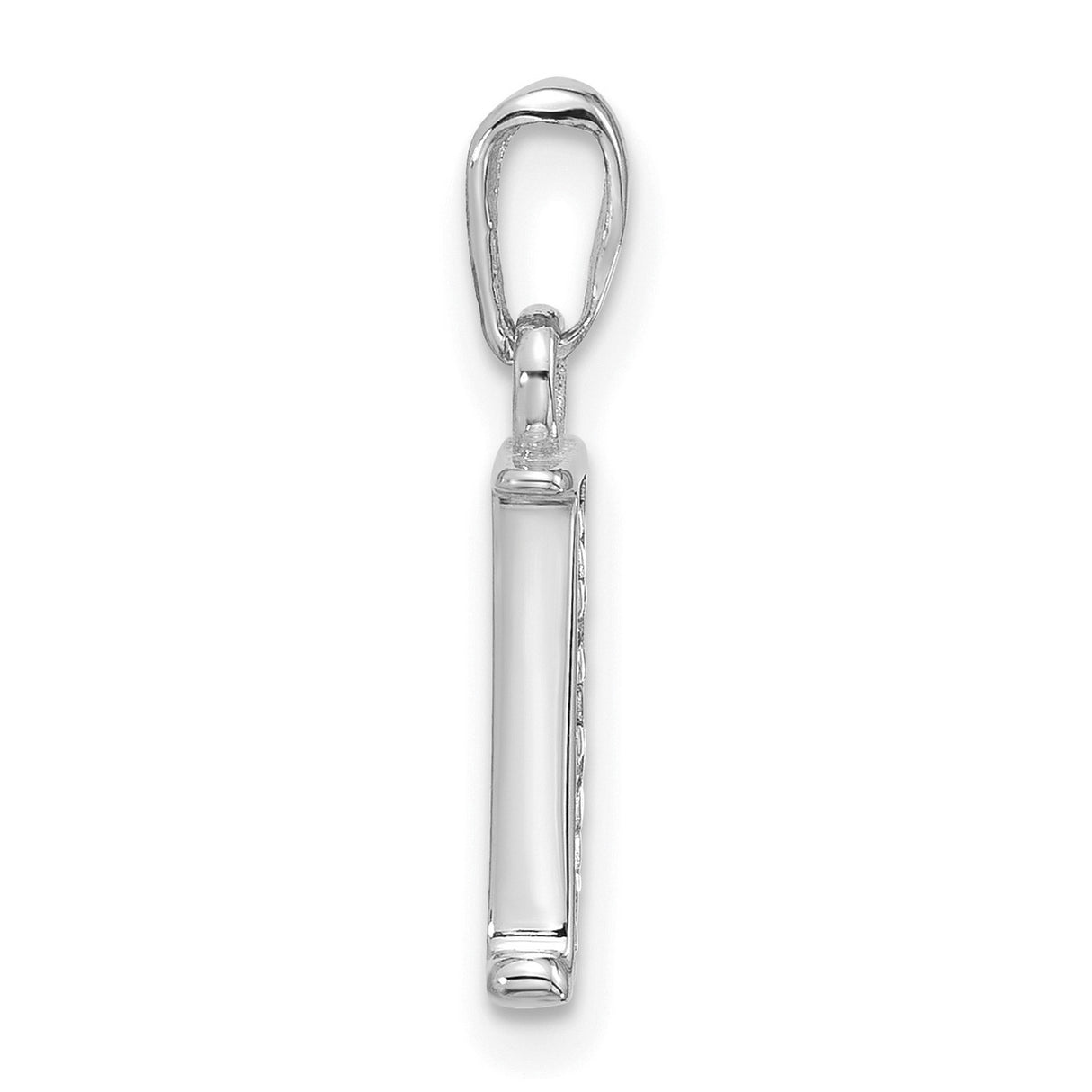 14k White Gold Letter J Pendant with Diamond Inset, Minimalist Monogram Charm