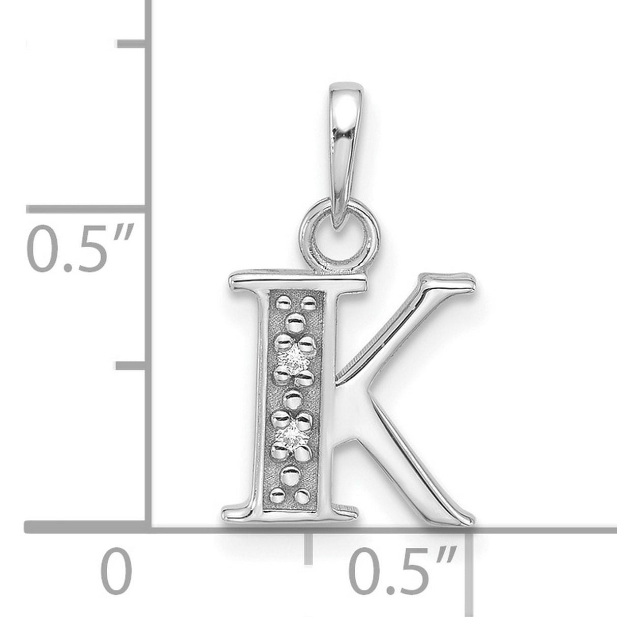 Diamond Letter K Initial Charm Pendant in Real 14k White Gold