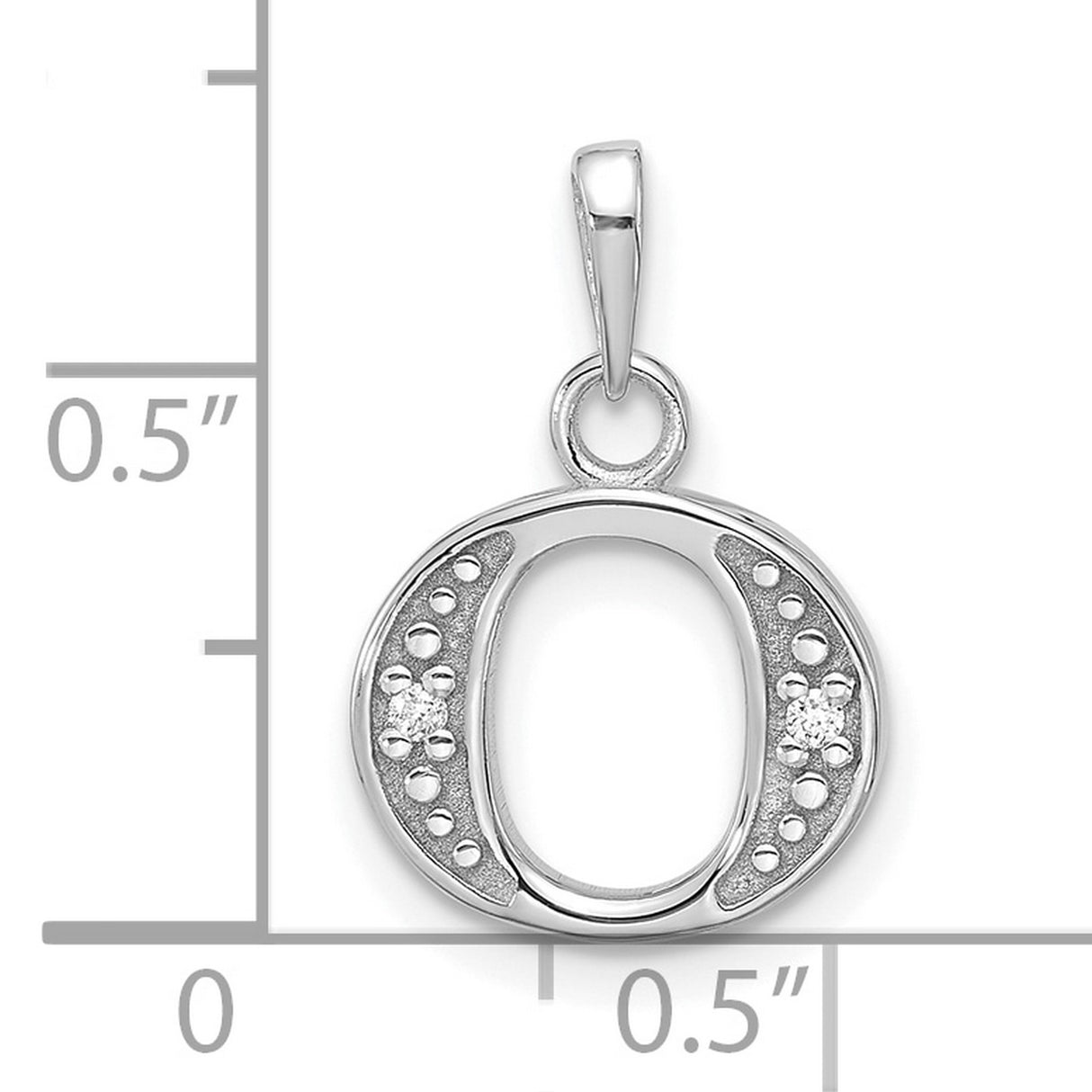 14k White Gold Horseshoe Pendant with Diamond Accents and Floral Details